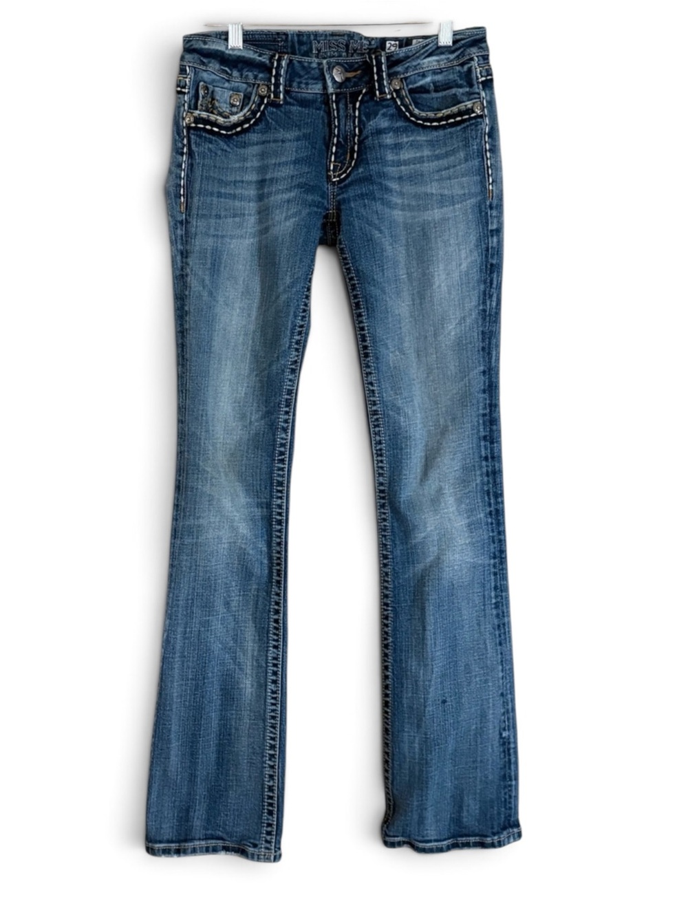 Miss Me Irene Bootcut Distressed Medium Blue Jeans